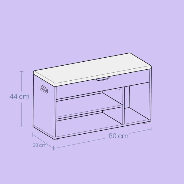 Rootz Shoe Bench med opbevaring - godt polstret - Entryway Bench - Nøglefordel: 3 åbne rum - 30 cm x 80 cm x 44 cm