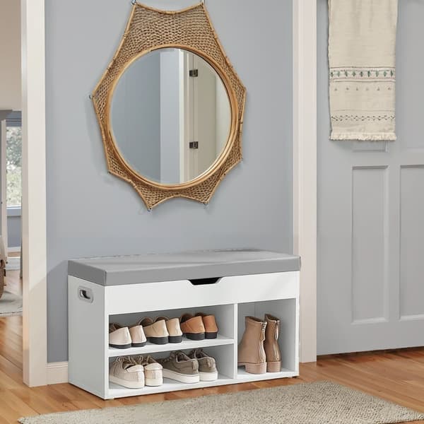 Rootz Shoe Bench med opbevaring - godt polstret - Entryway Bench - Nøglefordel: 3 åbne rum - 30 cm x 80 cm x 44 cm