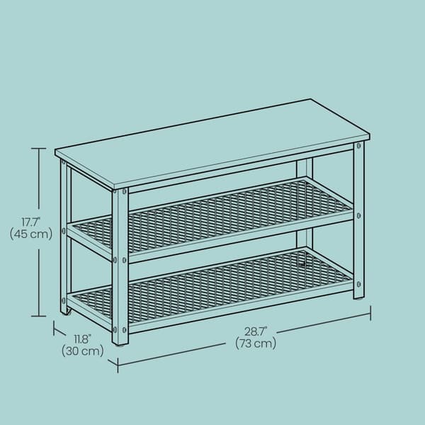 Rootz Shoe Bench - Kengän hylly - hilakenkäjärjestäjä - tilaa säästävä muotoilu - 73 cm x 45 cm x 30 cm