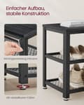 Miniatyrbild 5 av 6: Rootz Shoe Bench - Storage Bench - Shoe Rack - Organisera skor - 30x73x45cm Black - Träflipplatta & stål