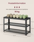 Miniatyrbild 6 av 6: Rootz Shoe Bench - Storage Bench - Shoe Rack - Organisera skor - 30x73x45cm Black - Träflipplatta & stål