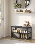 Miniatyrbild 2 av 6: Rootz Shoe Bench - Storage Bench - Shoe Rack - Organisera skor - 30x73x45cm Black - Träflipplatta & stål