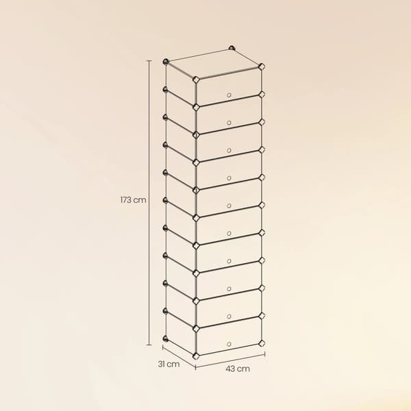 Rootz Shoe Organizer Shelf System - Rack - Lagringsenhet - Stabil och hållbar - 43 cm x 31 cm x 173 cm eller 83 cm x 31 cm x 88 cm