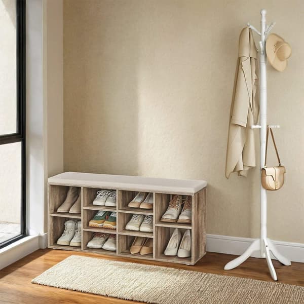 Rootz Shoe Bench - Skohylde - Indgangssæder - Organiser sko - 30,1 cm x 104,1 cm x 48,1 cm - Kamelbrun linnimitet