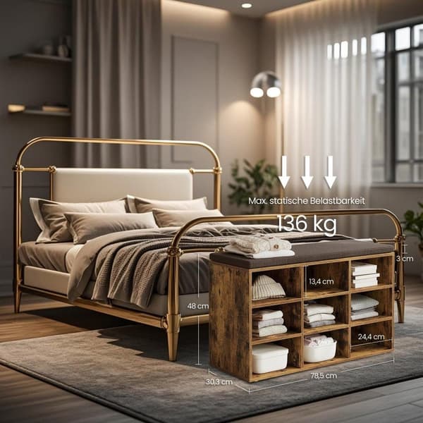 Rootz -kenkäpenkki säilytystilassa - kengän hylly istuimella - kengän järjestäjä - Vintage Brown - 30,4 cm x 78,6 cm x 48,1 cm