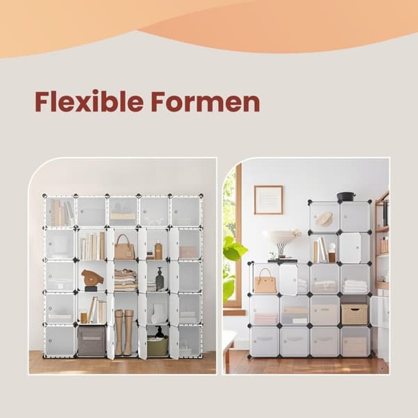 Rootz Shelf System Shoe Shelf - Lagringsenhet - Modulär arrangör - Hållbar PP -plast och metall - 153 x 133 x 31 cm
