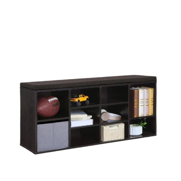 Rootz Shoe Bench - Kengän hylly - Istuimet, musta ja ruskea - puinen lastu - 30,1 cm x 104,1 cm x 48,1 cm