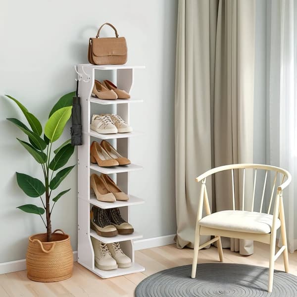 Rootz Schuhregal - smal stående hylla - Space -Saving Shoe Storage - 7 nivåer - 30 x 26,4 x 110,4 cm