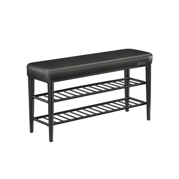Rootz Shoe Bench - Jalkineiden järjestäjä - sisäänkäynnin istuin - Kestävä teräs ja PU -nahka - 30 x 100 x 50 cm