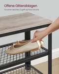 Pikkukuva 4 / 6: Rootz Shoe Bench - Jalkineiden järjestäjä - Kengän säilytys - 2 hilahyllyä - tukeva suunnittelu - 30 x 100 x 45 cm - harmaa -musta