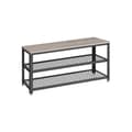 Pikkukuva 1 / 6: Rootz Shoe Bench - Jalkineiden järjestäjä - Kengän säilytys - 2 hilahyllyä - tukeva suunnittelu - 30 x 100 x 45 cm - harmaa -musta