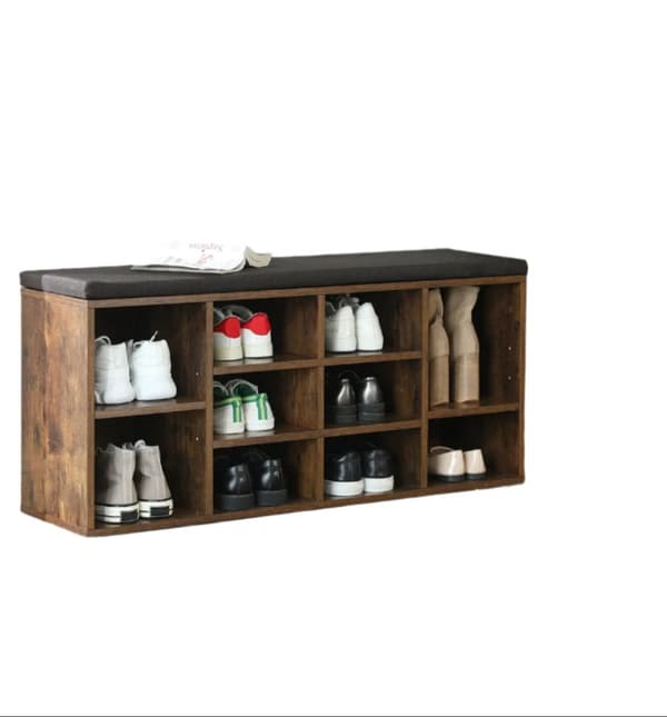 Rootz Shoe Bench - Skohylde - Rumbesparende arrangør - 10 rum - 104 cm x 30 cm x 48 cm for optimal opbevaring