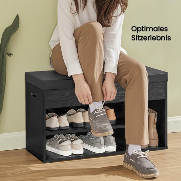 Rootz Shoe Bench med opbevaring - Indgangsbænk - skoarrangør - godt polstret - 3 åbne rum - 30x80x44cm
