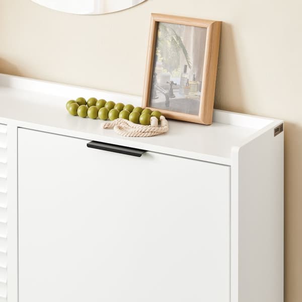 SoBuy Kenkäkaappi 4 ovea | Tilaa 8-12 kenkäparia – Käytävään ja makuuhuoneeseen 100x19x90cm FSR197-W