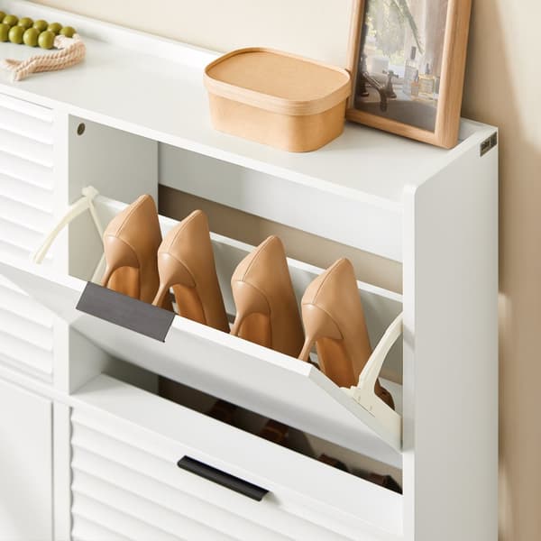 SoBuy Kenkäkaappi 4 ovea | Tilaa 8-12 kenkäparia – Käytävään ja makuuhuoneeseen 100x19x90cm FSR197-W