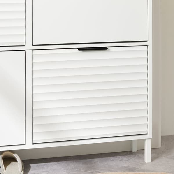 SoBuy Kenkäkaappi 4 ovea | Tilaa 8-12 kenkäparia – Käytävään ja makuuhuoneeseen 100x19x90cm FSR197-W