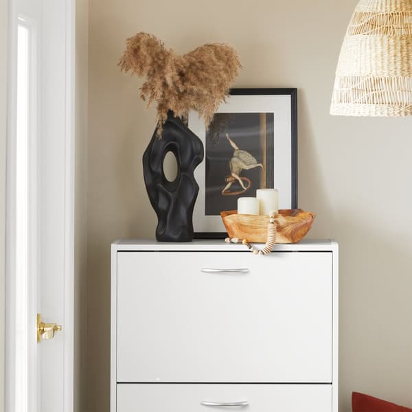 SoBuy Kapea Kenkäkaappi 3 Ovea – Valkoinen Säilytyskaappi Eteiseen 60x24x115cm FSR110-W
