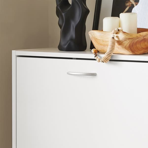 SoBuy Kapea Kenkäkaappi 3 Ovea – Valkoinen Säilytyskaappi Eteiseen 60x24x115cm FSR110-W