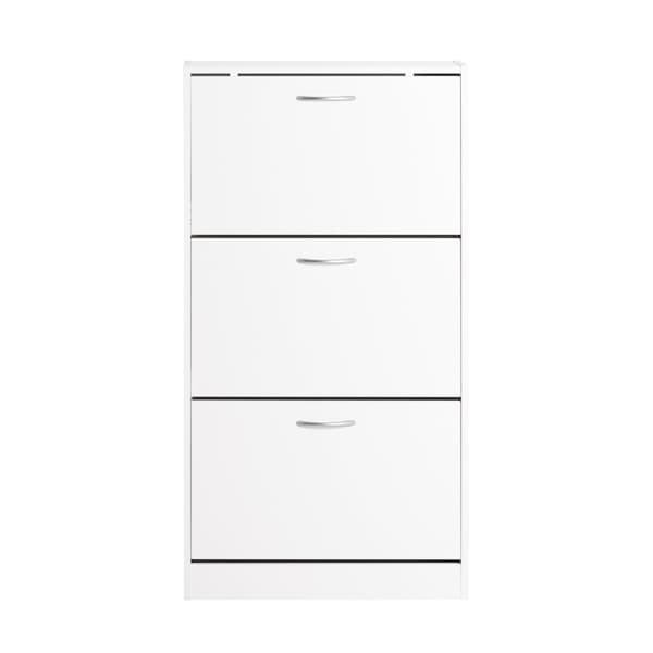 SoBuy Kapea Kenkäkaappi 3 Ovea – Valkoinen Säilytyskaappi Eteiseen 60x24x115cm FSR110-W