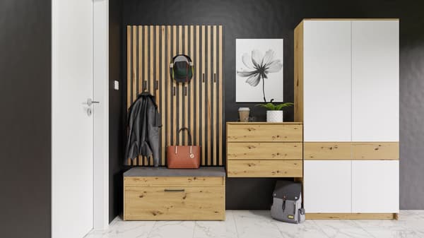 SKOSKÅP I PARMA EK ARTISAN MED SITS OCH FÖRVARING FÖR HEMMAKONTORET