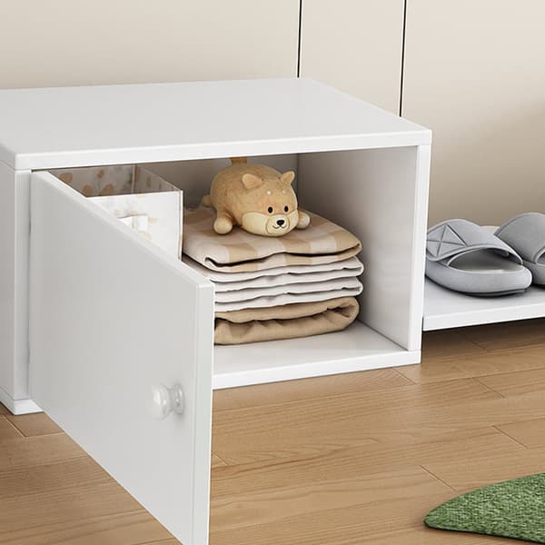 Skoskab med bænk 189×40×34,5 cm – hvide multimøbler til entré