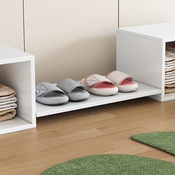 Skoskab med bænk 189×40×34,5 cm – hvide multimøbler til entré