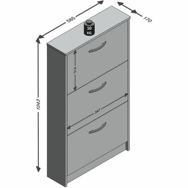 Skoställ FMD Vit 58,5 x 104,5 x 17 cm