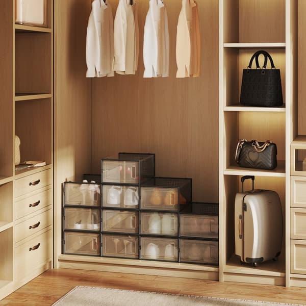 Rootz 12 Set Shoe Organizer - Skobokse - Plastskoopbevaring - Rumbesparende - 33,5 cm x 23,2 cm x 14,3 cm
