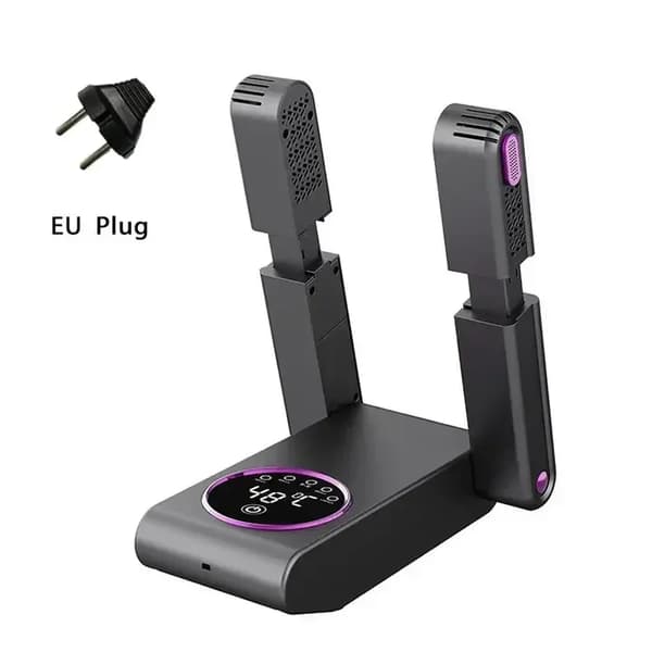 Sko Torkare, 180° Fällbar Design, Smart Display, Mångsidiga Tillämpningar,EU-kontakt (Svart Myt)