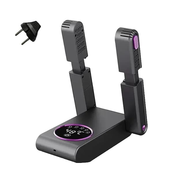 Sko Torkare, 180° Fällbar Design, Smart Display, Mångsidiga Tillämpningar,EU-kontakt (Svart Myt)