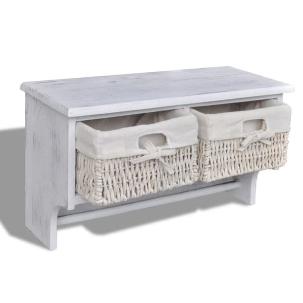 vidaXL Vegghylle hvit 60x23,5x33 cm keisertre