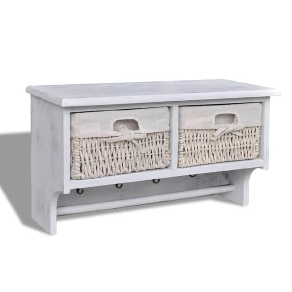 vidaXL Vegghylle hvit 60x23,5x33 cm keisertre