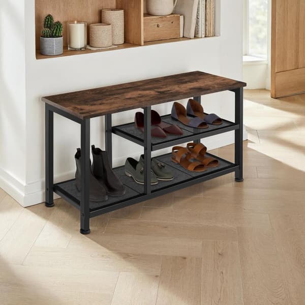 Skoreol Taunton 80x30x45,5cm - Industrielt mørkt træ, rustikt