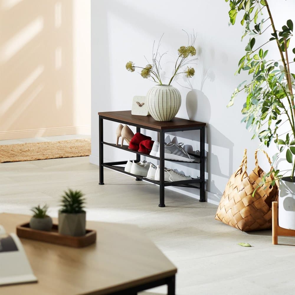 Skoställ Derry - Industriellt mörkt trä