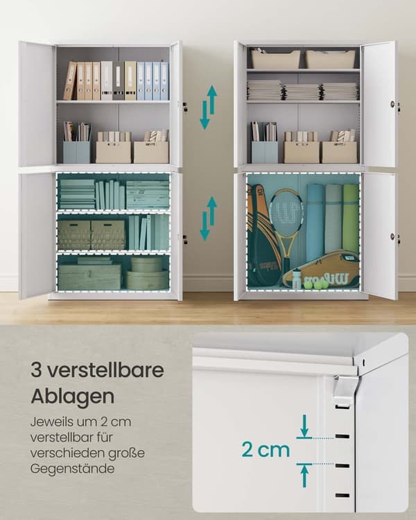 Arkivskab, SONGMICS OMC016G01, 40x80x180 cm, Matgrå