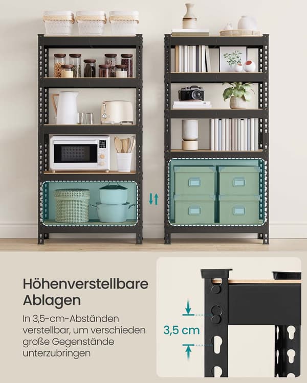 Robust hylla, SONGMICS GLR300E01, 30x75x150 cm, Svart