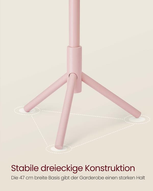 Klädhängare, VASAGLE RCR04WT, 47x47x175 cm, Pastellrosa