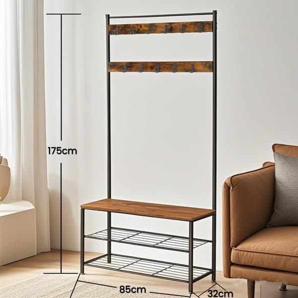 Tøjstativ, VASAGLE HSR401B01, 32x85x177 cm, Brun-Sort