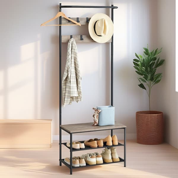 Garderobestativ, 32.2x64x180 cm, Sort