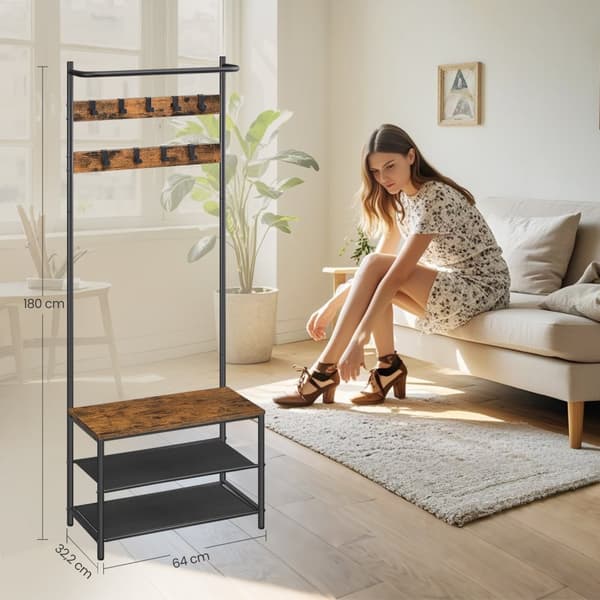 Garderobestativ, 32,2x64x180 cm, Sort