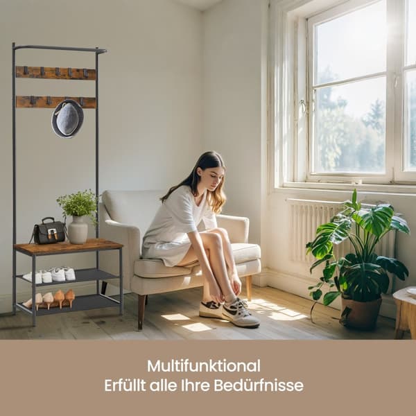 Garderobestativ, 32,2x64x180 cm, Sort