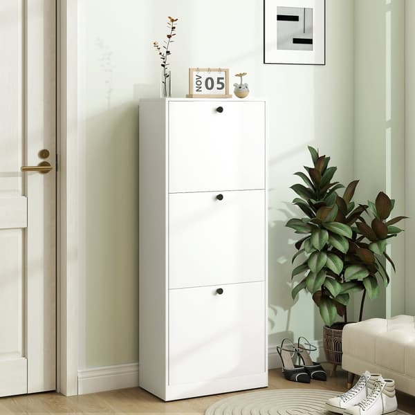 Sko Skab, 47x26x120 cm, Hvid