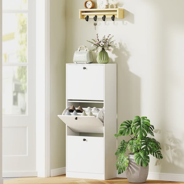 Sko Skab, 47x26x120 cm, Hvid