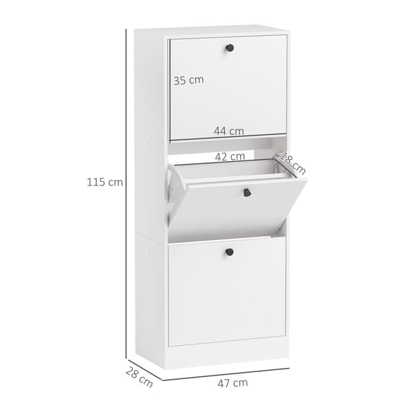 Sko Skab, 47x28x115 cm, Hvid