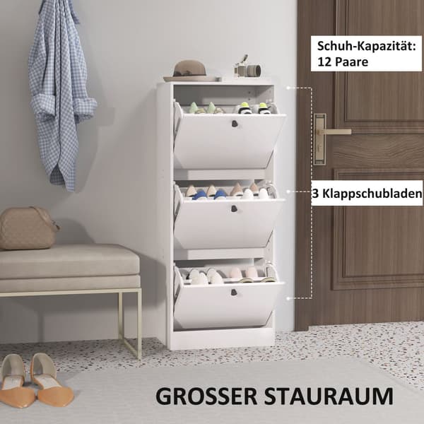 Sko Skab, 47x28x115 cm, Hvid