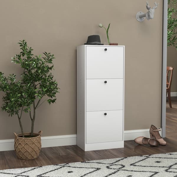 Sko Skab, 47x28x115 cm, Hvid