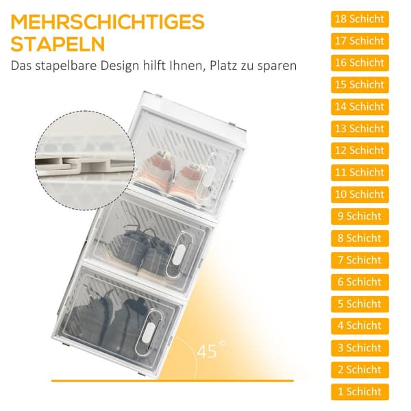 Skoboxset, 18er, 28x36x21 cm, Transparent Vit