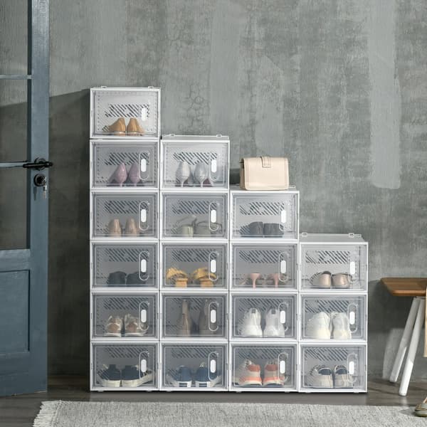 Skoboxset, 18er, 28x36x21 cm, Transparent Vit
