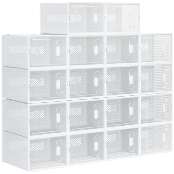 Skoboxset, 18er, 28x36x21 cm, Transparent Vit