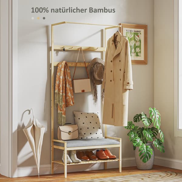 Vaateripustin, 73,5L x 34S x 171K cm, Luonnonvärinen